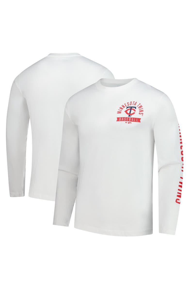 FANATICS Men's Fanatics White Minnesota Twins Press Box Long Sleeve T-Shirt, Main, color, White