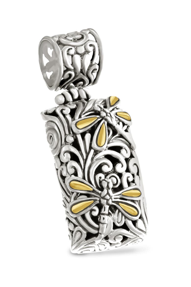 Dragonfly Rectangle Pendant in Sterling Silver and 18K Gold, Alternate, color, Silver