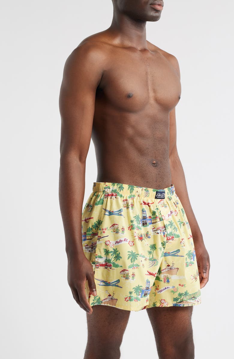 Polo Ralph Lauren Tropical Bear Woven Cotton Boxers, Alternate, color, Yellow