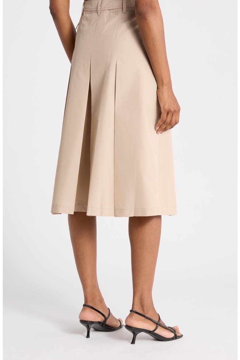 Pleated Cotton Blend Poplin Culottes, Alternate, color, KHAKI