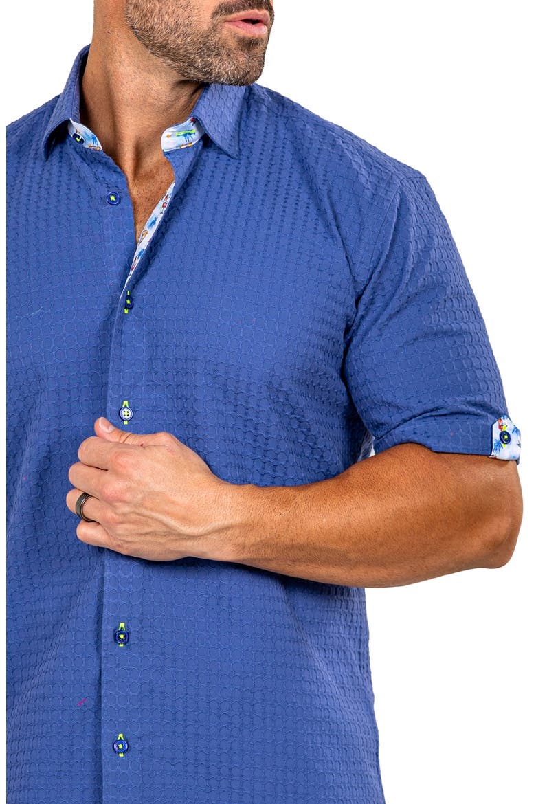 Galileo Marthy Short Sleeve Cotton Button-Up Shirt, Alternate, color, BLUE