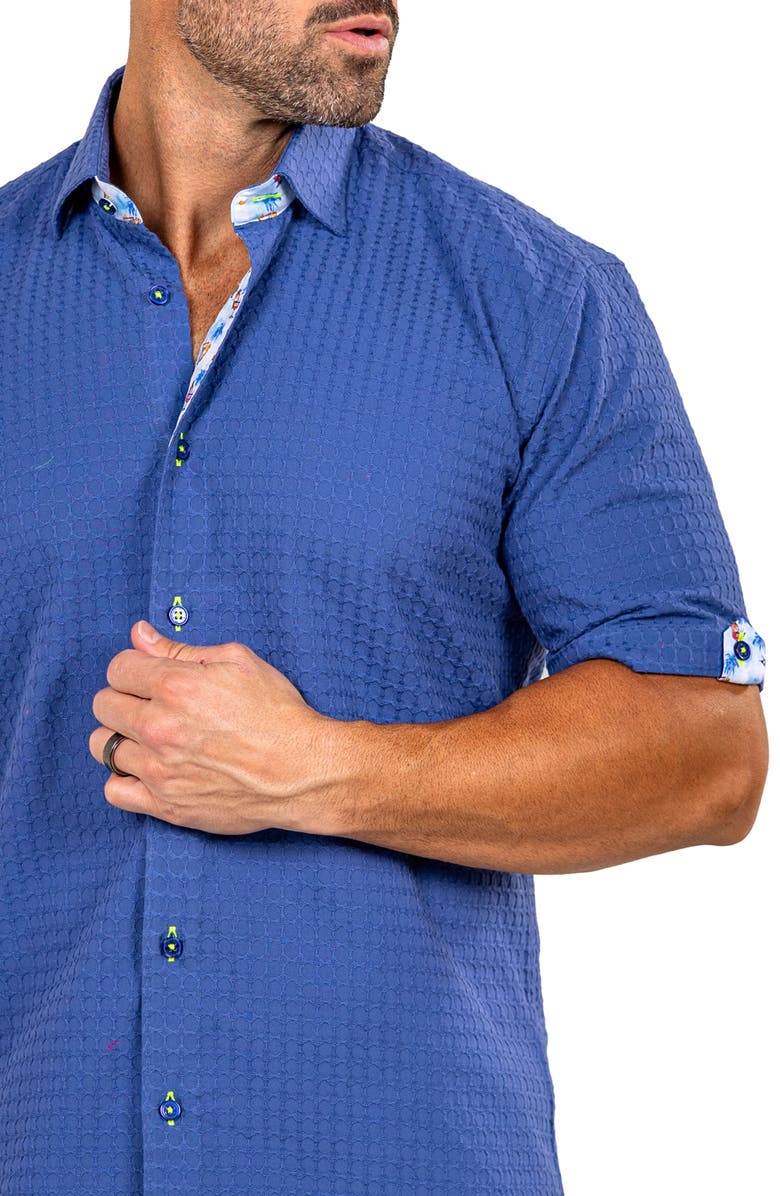Maceoo Galileo Marthy Short Sleeve Cotton Button-Up Shirt, Alternate, color, 