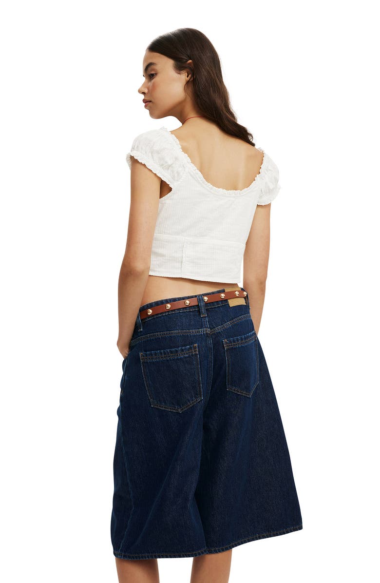 Cotton On Women's Lyocell Wide Denim Jort, Alternate, color, Blue Rinse