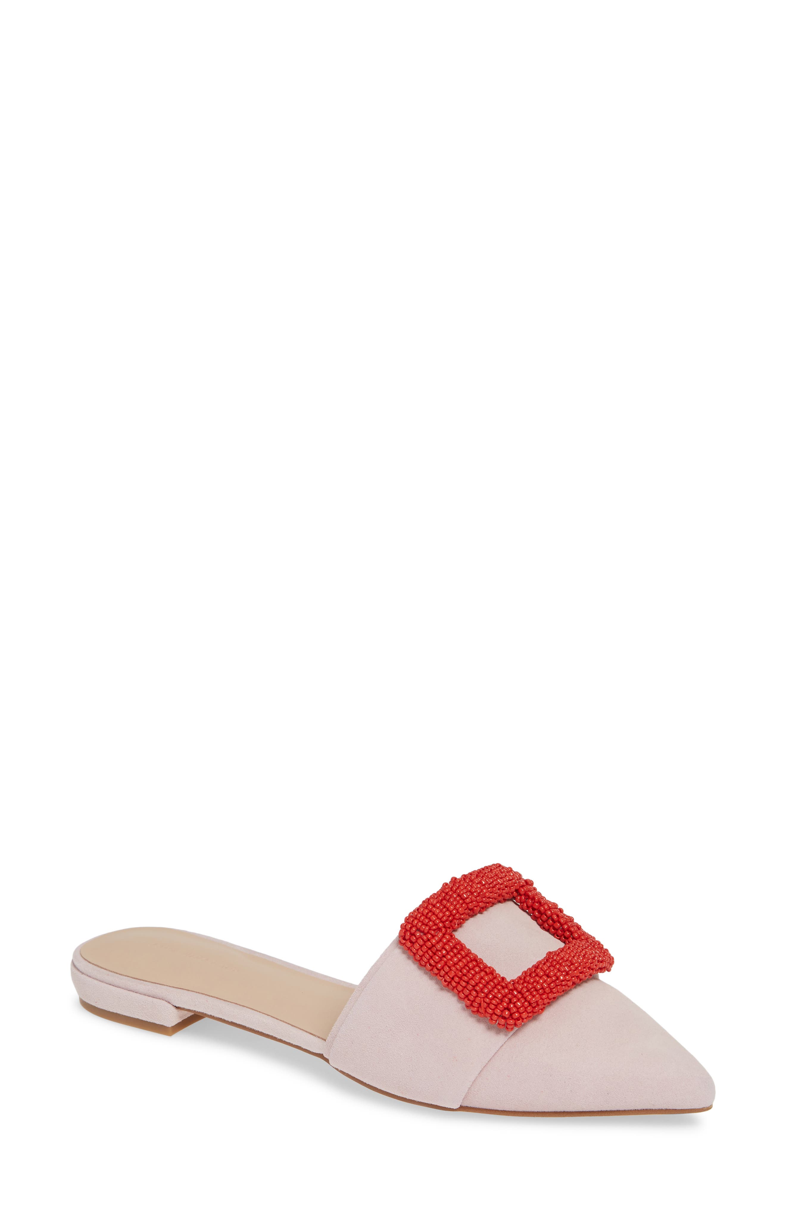 Portia Buckle Mule (Nordstrom Exclusive), Main, color, PINK SUEDE