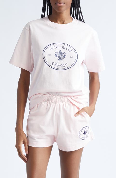 Tシャツ・カットソー Sporty & Rich Unisex VILLA T-Shirt TS842WH Villa T-Shirt - White/Navy – Sporty & Rich