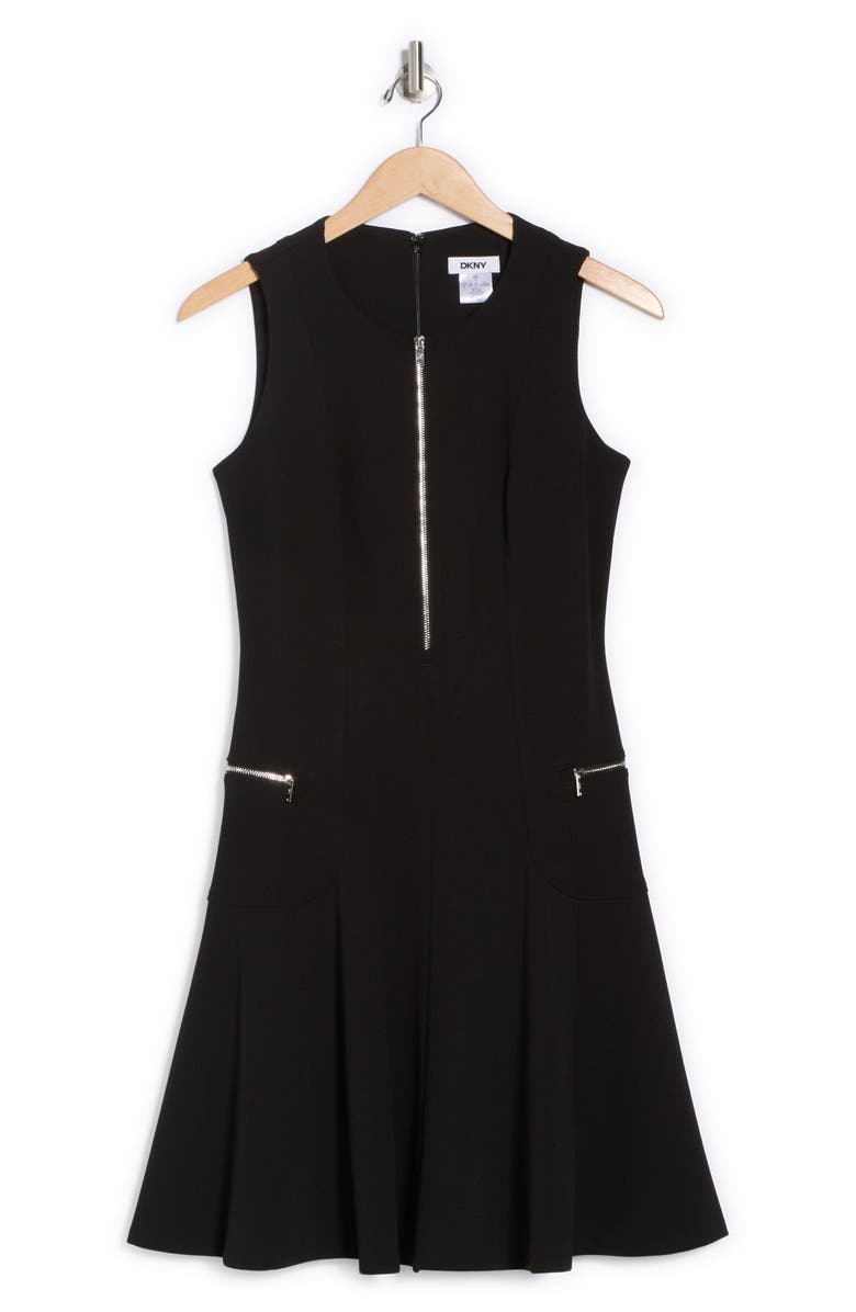 DKNY Front Zip Sleeveless Fit & Flare Dress, Alternate, color, 