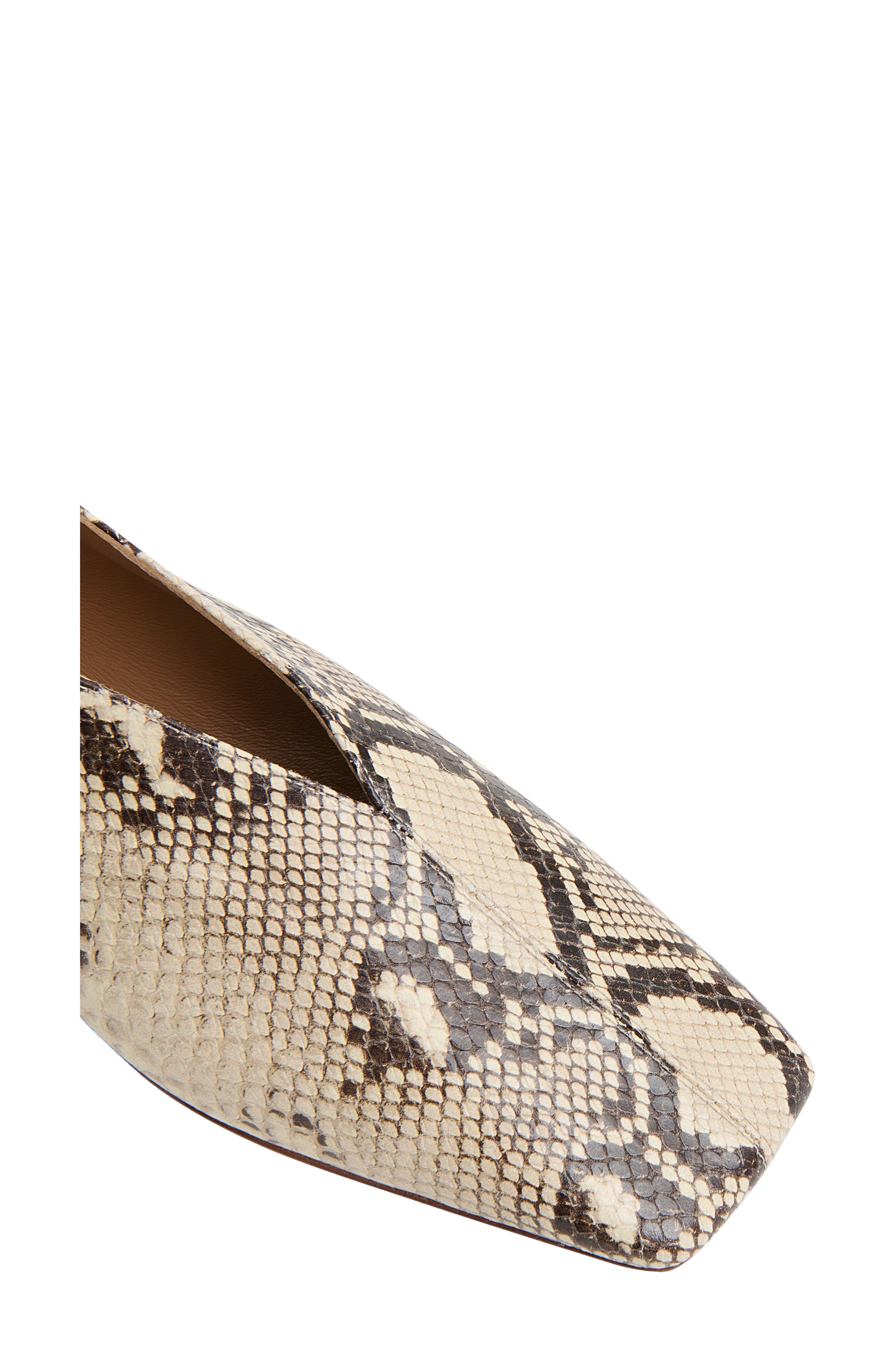 Mansur Gavriel Snakeskin Embossed Square Toe Flat, Alternate, color, 