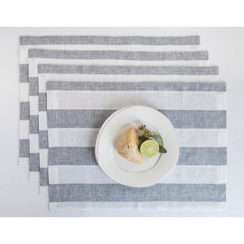 Linen Placemats Set of 4, 14 x 19" - Cabana Stripe