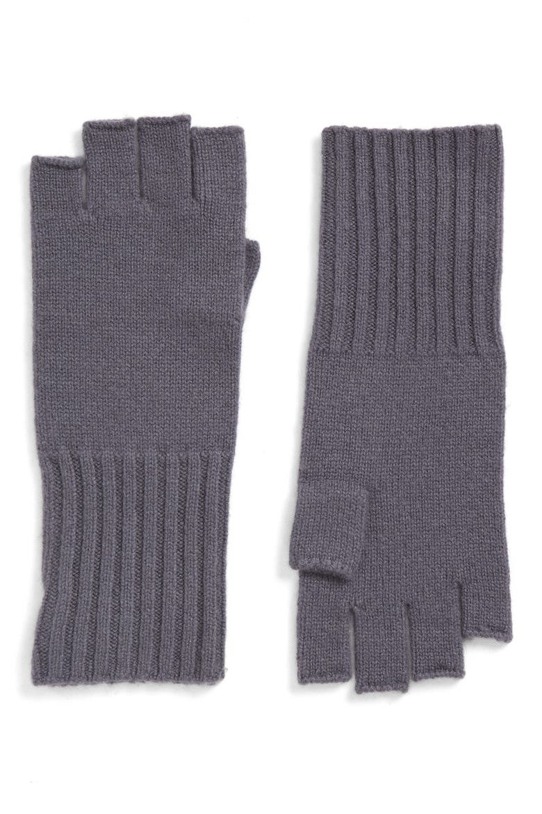 Cashmere Fingerless Gloves, Main, color, GREY AGATE
