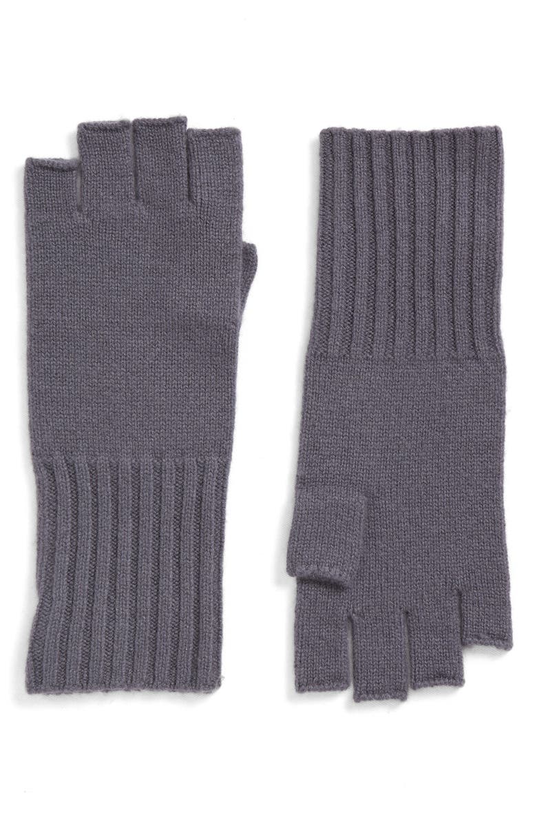 Nordstrom Cashmere Fingerless Gloves, Main, color, Grey Agate