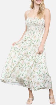 Blu Pepper Floral Smocked A-Line Sundress