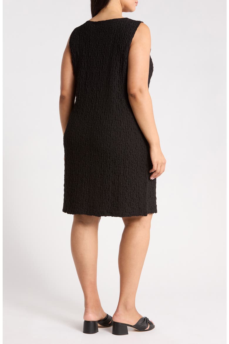Bateau Neck Textured Organic Cotton Blend Dress, Alternate, color, BLACK