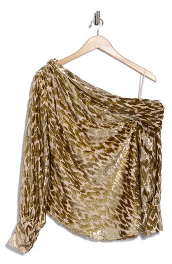 Simkhai Luella Leopard-print Blouse In Gold