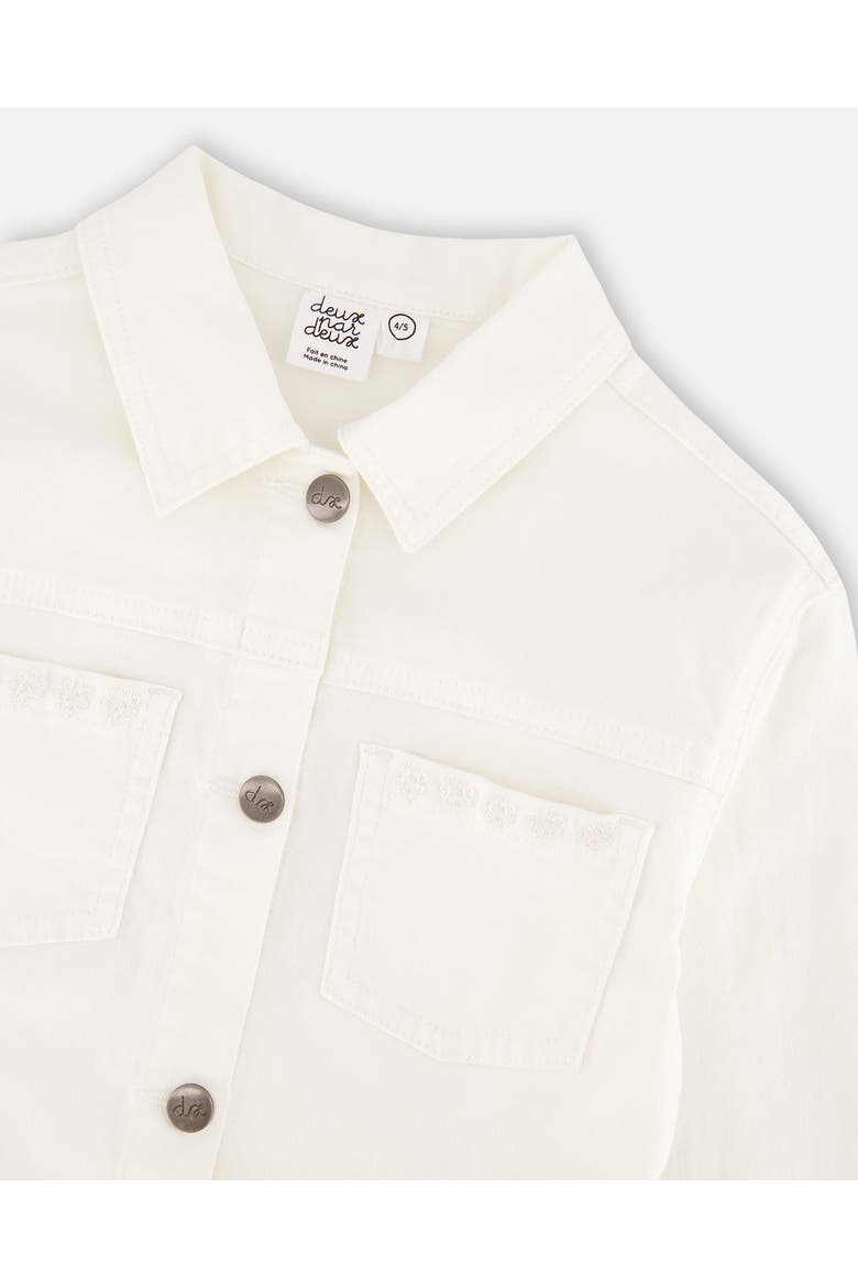 Embroidery Flower Denim Jacket, Alternate, color, White