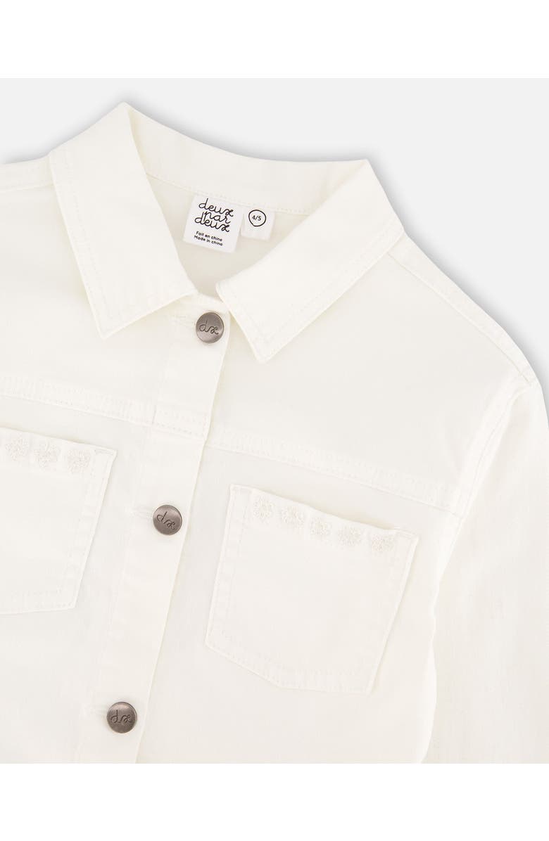 Deux par Deux Embroidery Flower Denim Jacket, Alternate, color, White