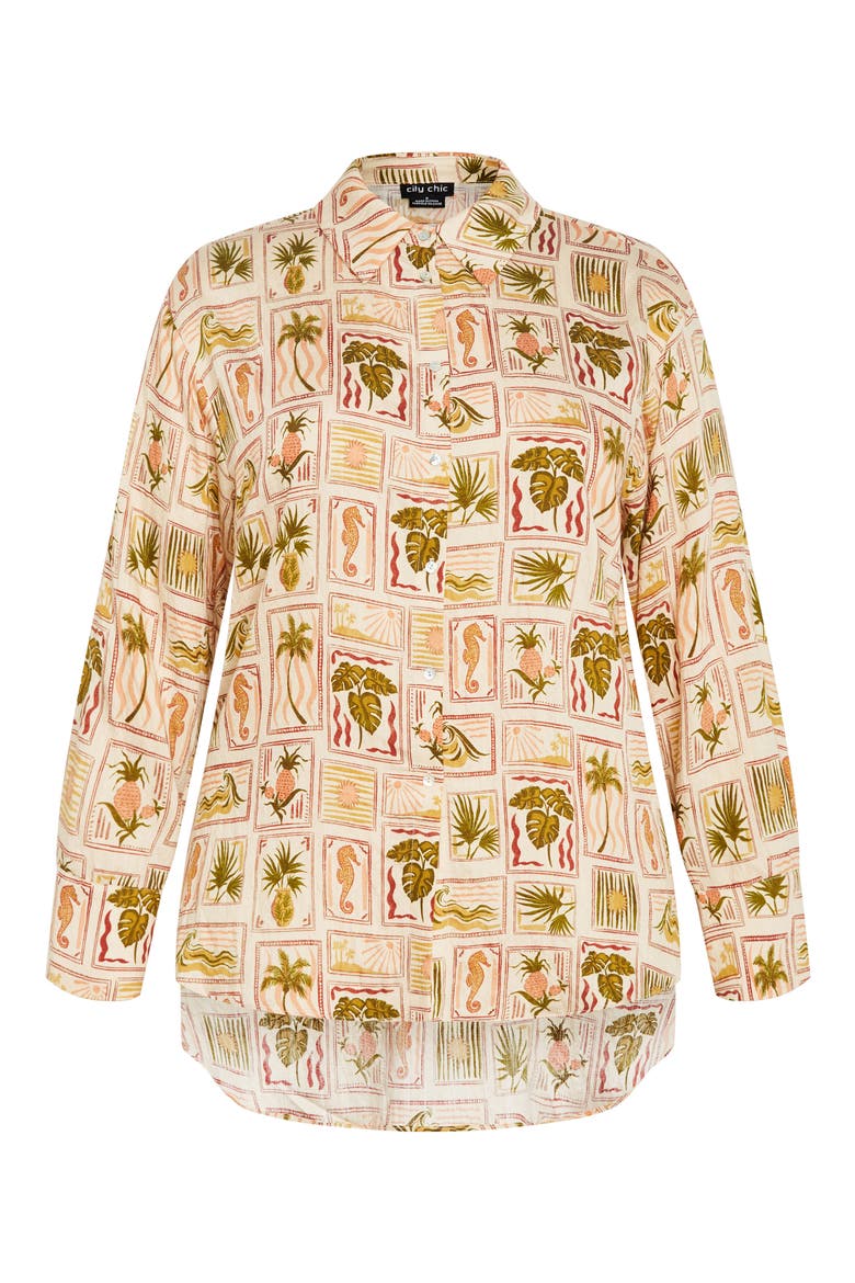 Bella Print High-Low Tunic Shirt, Alternate, color, COOL TROPICS