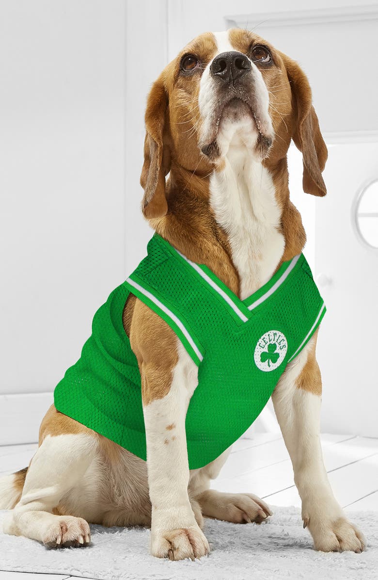 PETS FIRST Boston Celtics Basketball Mesh Dog Jersey, Alternate, color, Green
