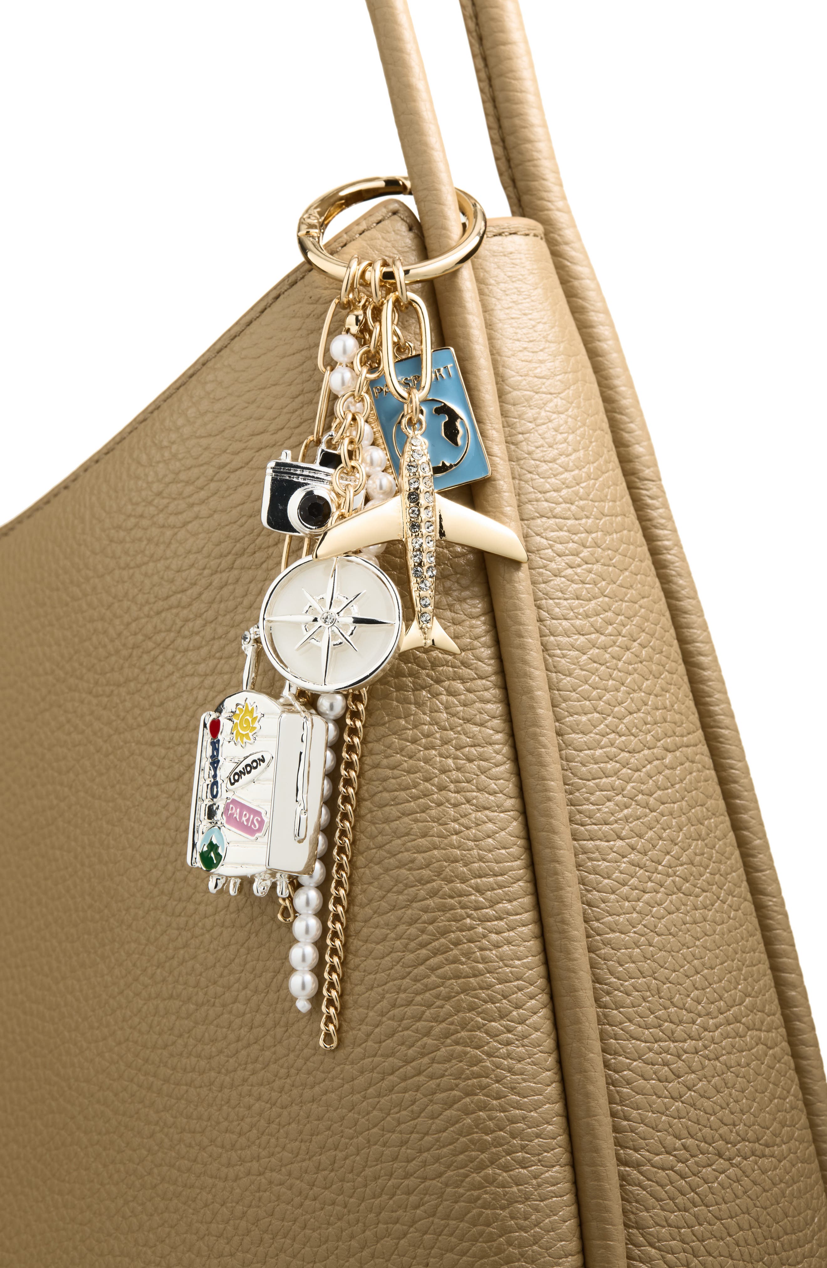 Chelsea28 Travel Cluster Bag Charm, Alternate, color, Blue Multi- Gold