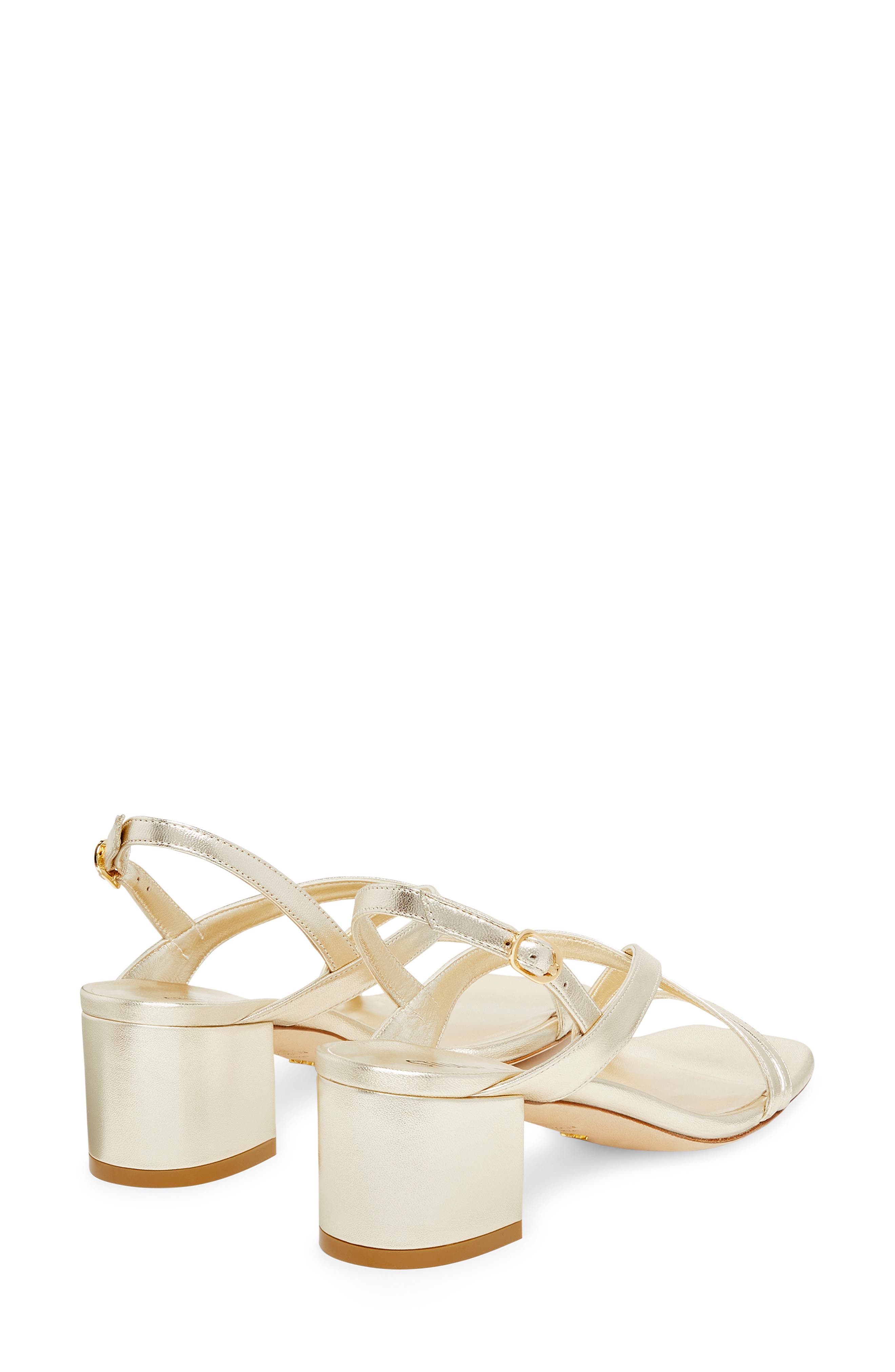 Stuart Weitzman Oasis 50 Block Sandal, Alternate, color, Light Gold