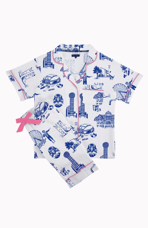 Katie Kime Dallas Toile Pajama Set In Blue