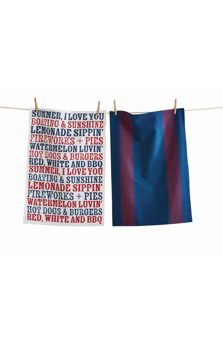 tag Summer I Love You Set of 2 Multicolor Cotton Towels, Main, color, 