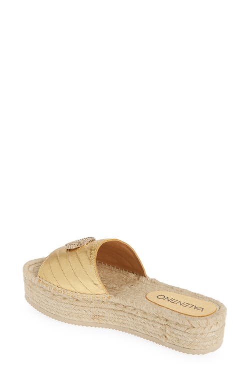 Valentino By Mario Valentino Clabee Platform Slide Sandal In Gold