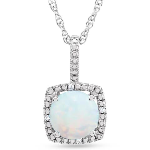 Natural Diamond Pendant Necklace Sterling Silver