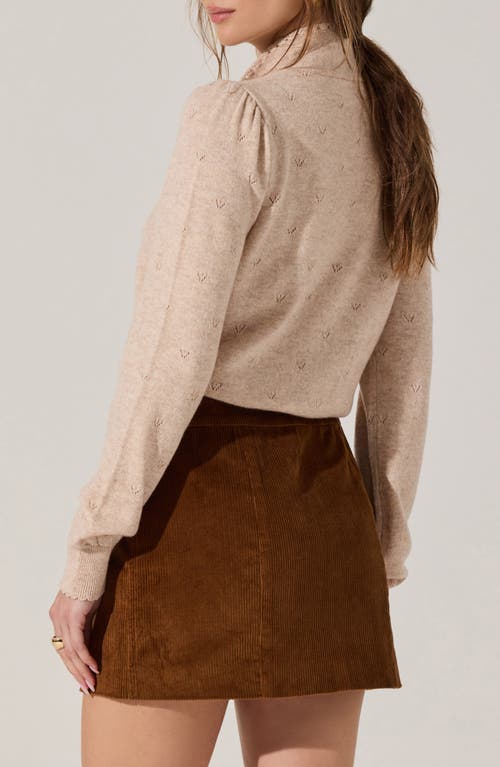 Astr The Label Ovalia Scarf Neck Pointelle Detail Sweater In Brown
