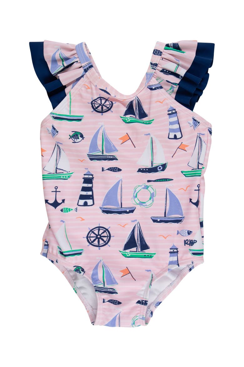 Girls V-Back UPF50+ One Piece, Main, color, Pink Sweet Sails