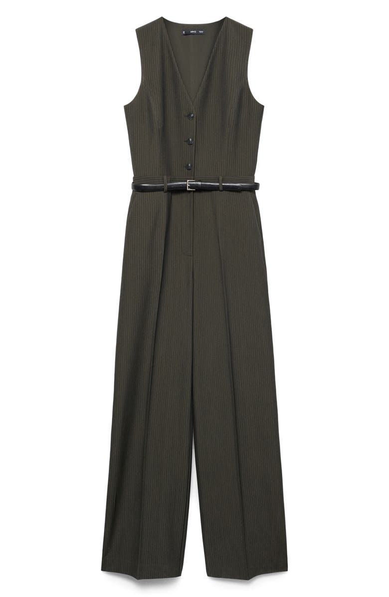 MANGO Pinstripe Sleeveless Jumpsuit, Alternate, color, 