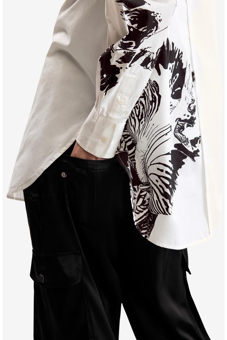 Oversize Cotton Poplin Button-Up Shirt, Alternate, color, WHITE