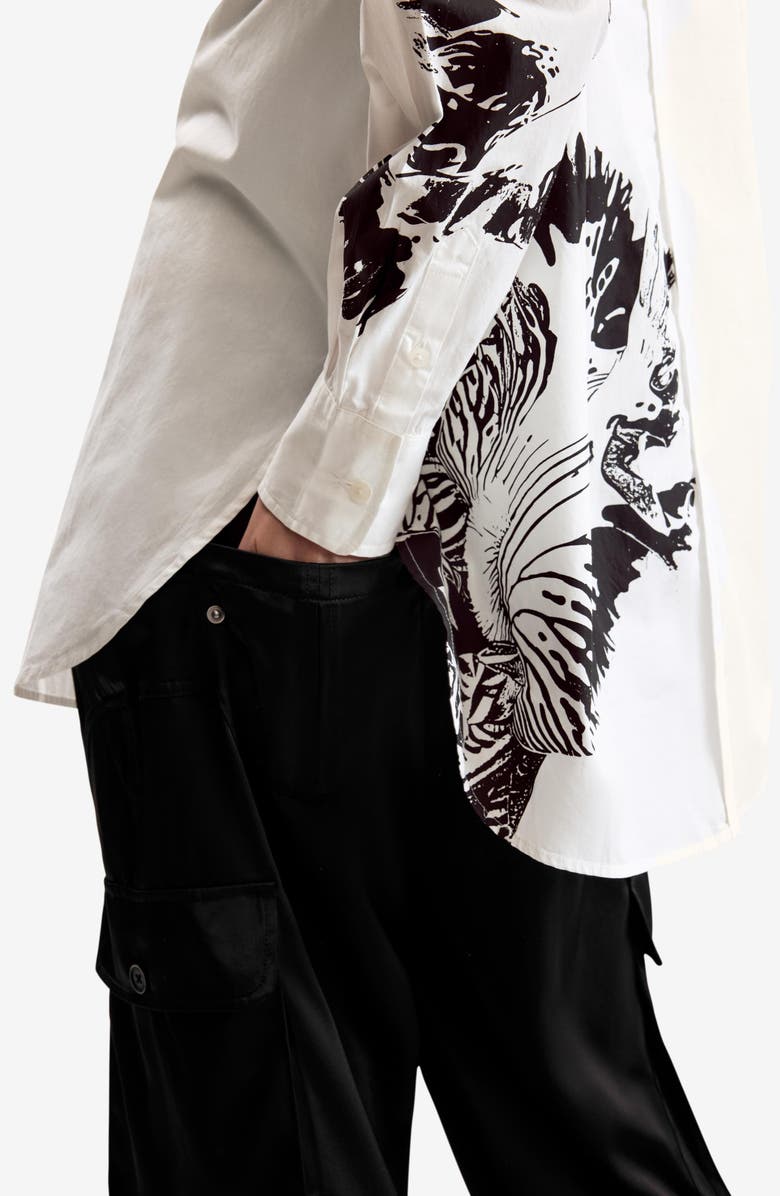 Desigual Oversize Cotton Poplin Button-Up Shirt, Alternate, color, White