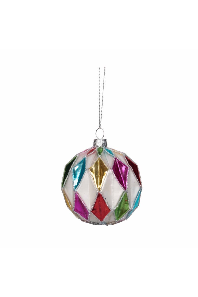 Boho Argyle Ornament Set of 2, Alternate, color, White