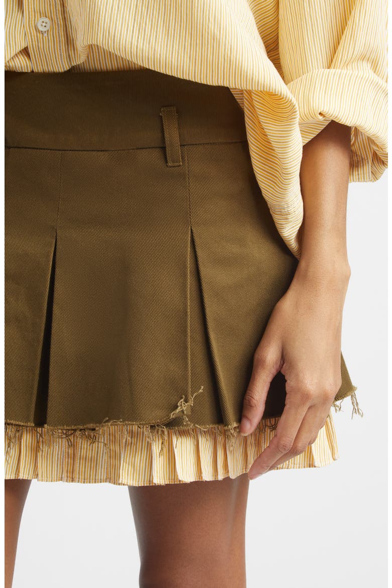 Pleated Layered Miniskirt, Alternate, color, OLIVE GREEN
