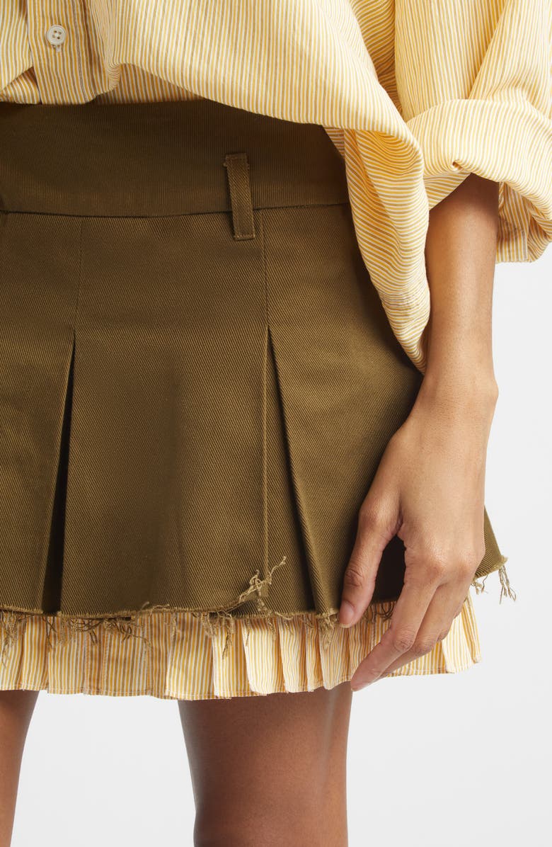 R13 Pleated Layered Miniskirt, Alternate, color, Olive Green