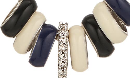 Adina Reyter Midnight Stripes Diamond & Enamel Mini Bead Necklace In Metallic
