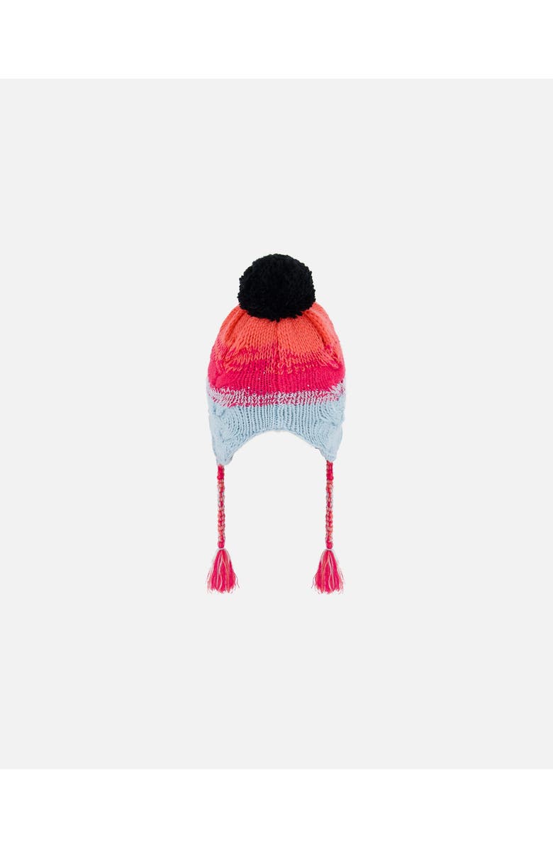 Deux par Deux Baby Girl's Peruvian Knit Hat Gradient Blue, Coral And Fuschia, Alternate, color, Stripes