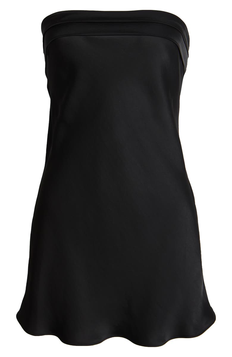 BP. Open Back Strapless Satin Minidress, Alternate, color, Black