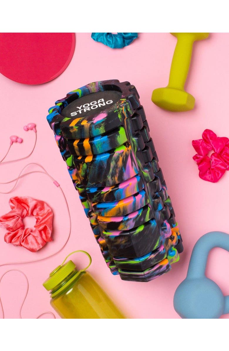 Yoga Strong High Density Ridged Foam Roller, Alternate, color, Black/Multi