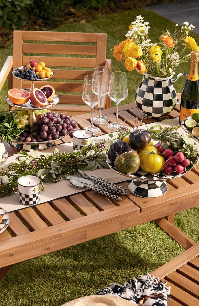 MACKENZIE CHILDS Spectator Checks Set of 2 Citronella Candles, Alternate, color, White/ Black