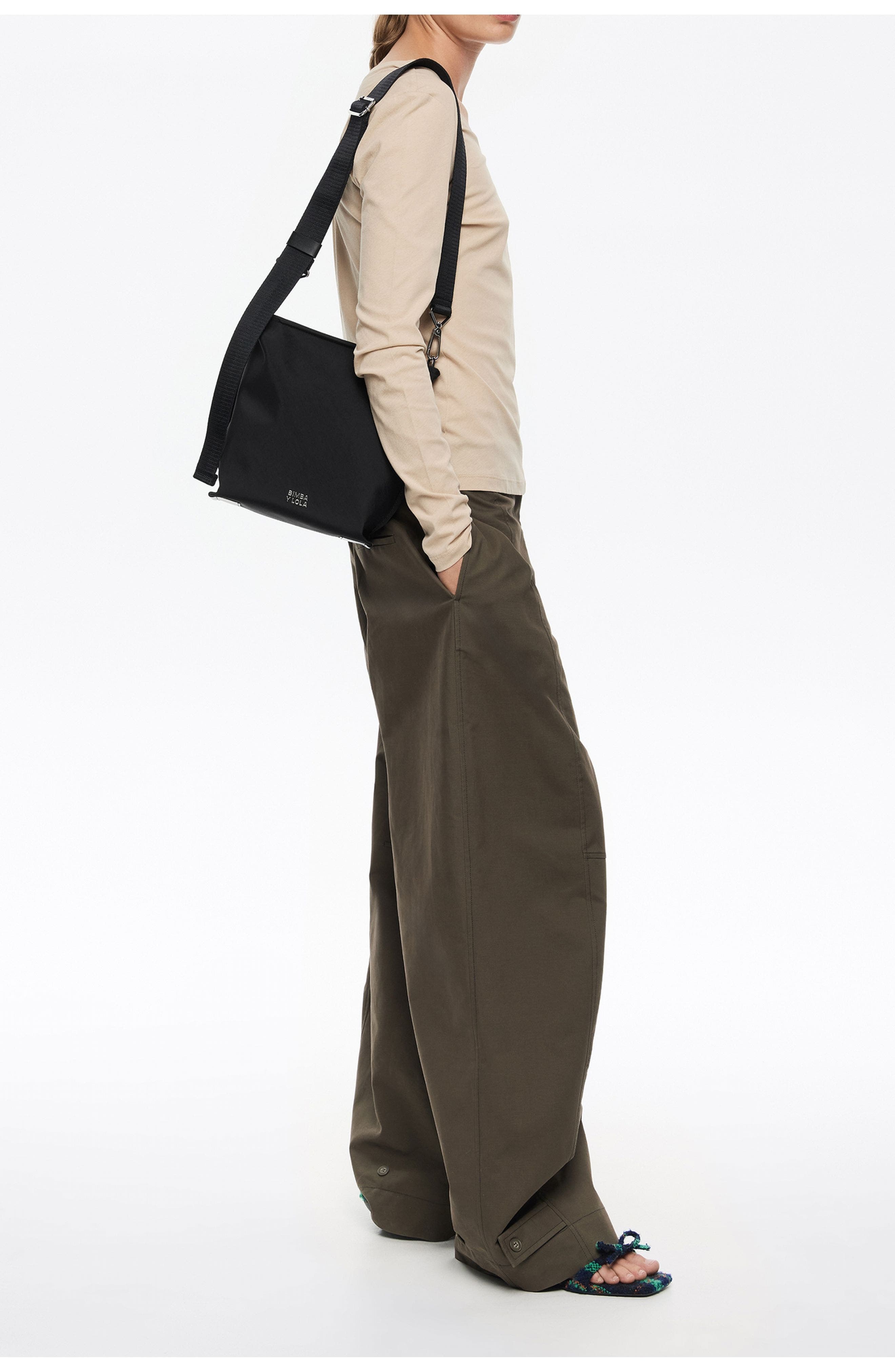 Bimba y Lola Nylon Carlino Bag, Alternate, color, Black