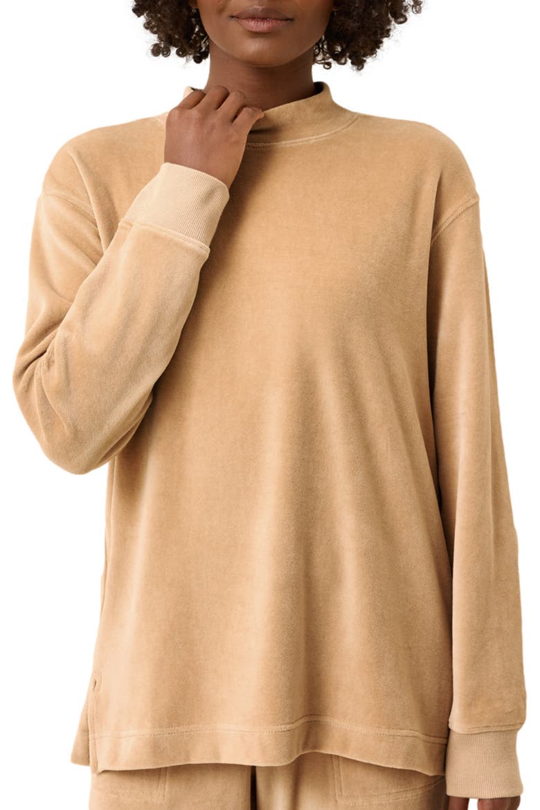Organic Cotton Pure Velour Cozy Pullover, Alternate, color, Sesame