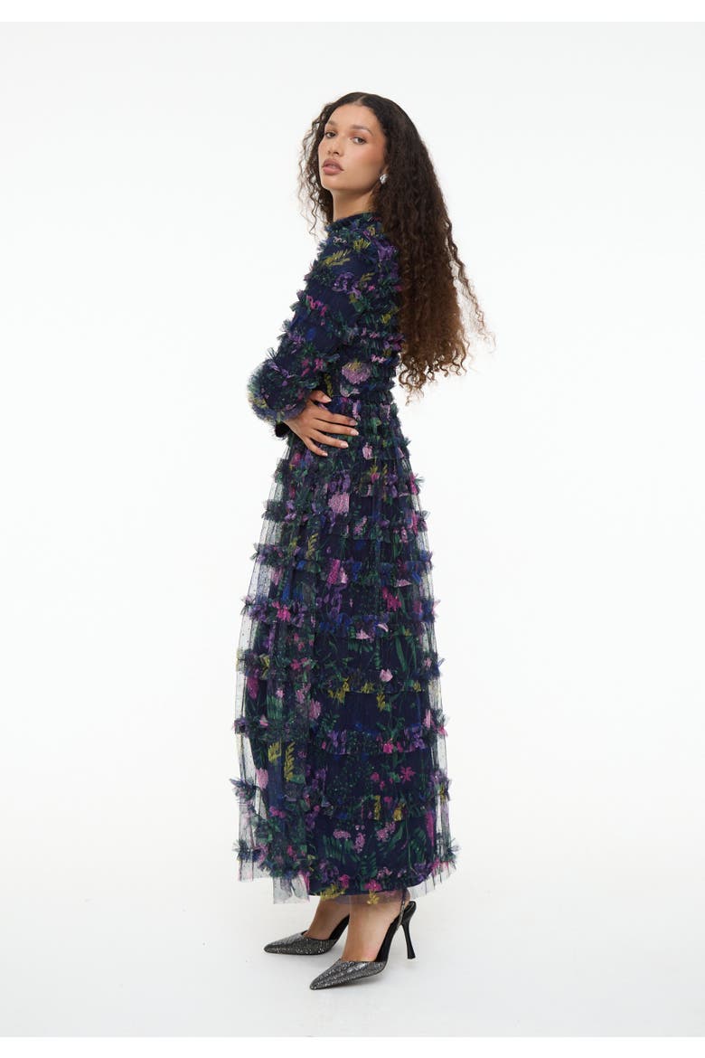 Modest Floral Ruffle High Neck Maxi Dress, Alternate, color, MULTICOLOUR