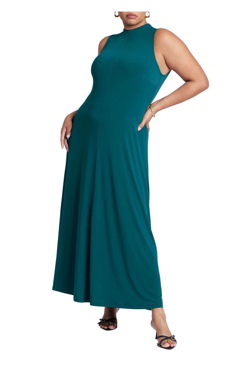 ELOQUII Mock Sleeveless Maxi Dress, Main, color, Botanical Garden