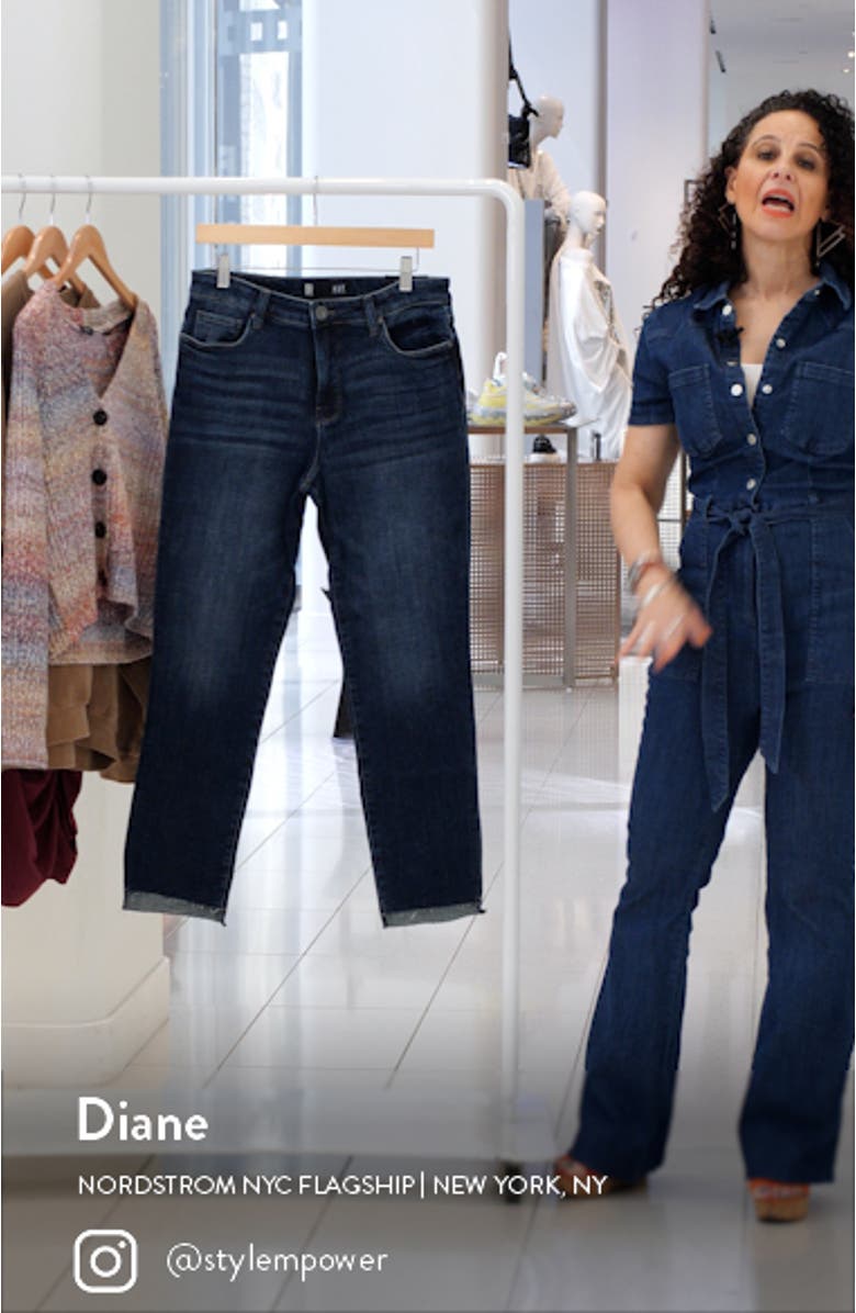 Reese Fab Ab High Waist Raw Step Hem Straight Leg Jeans, sales video thumbnail