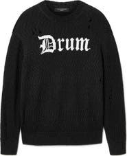 AllSaints Drum Roll Intarsia Cotton Crewneck Sweater