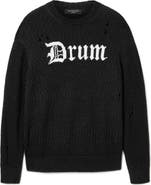AllSaints Drum Roll Intarsia Cotton Crewneck Sweater