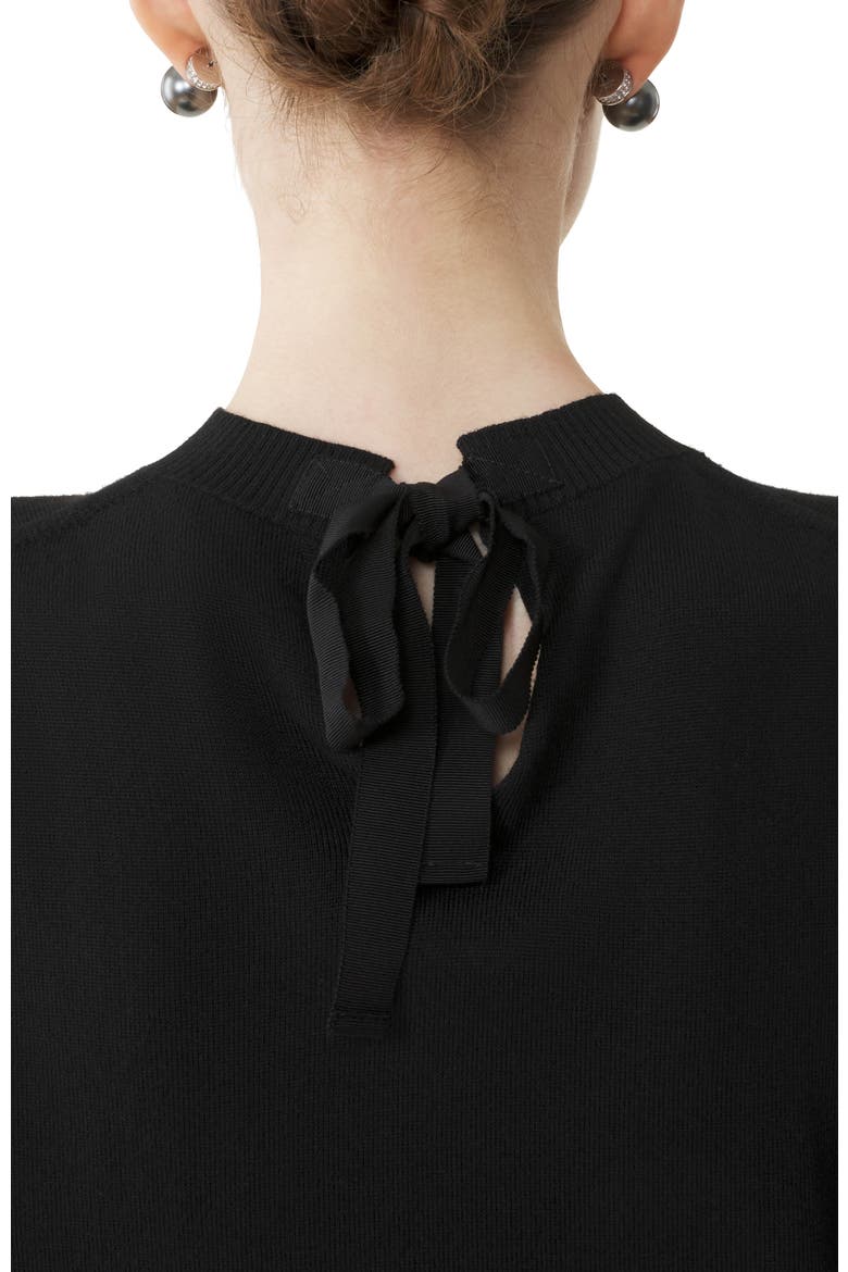 Merino Sweater With Grosgrain Detail, Alternate, color, Black