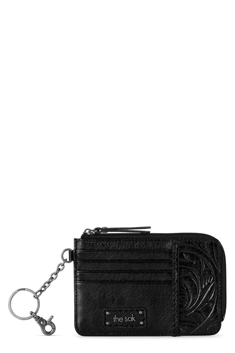 Gen Card Wallet, Main, color, BLACK LEAF EMBOSS