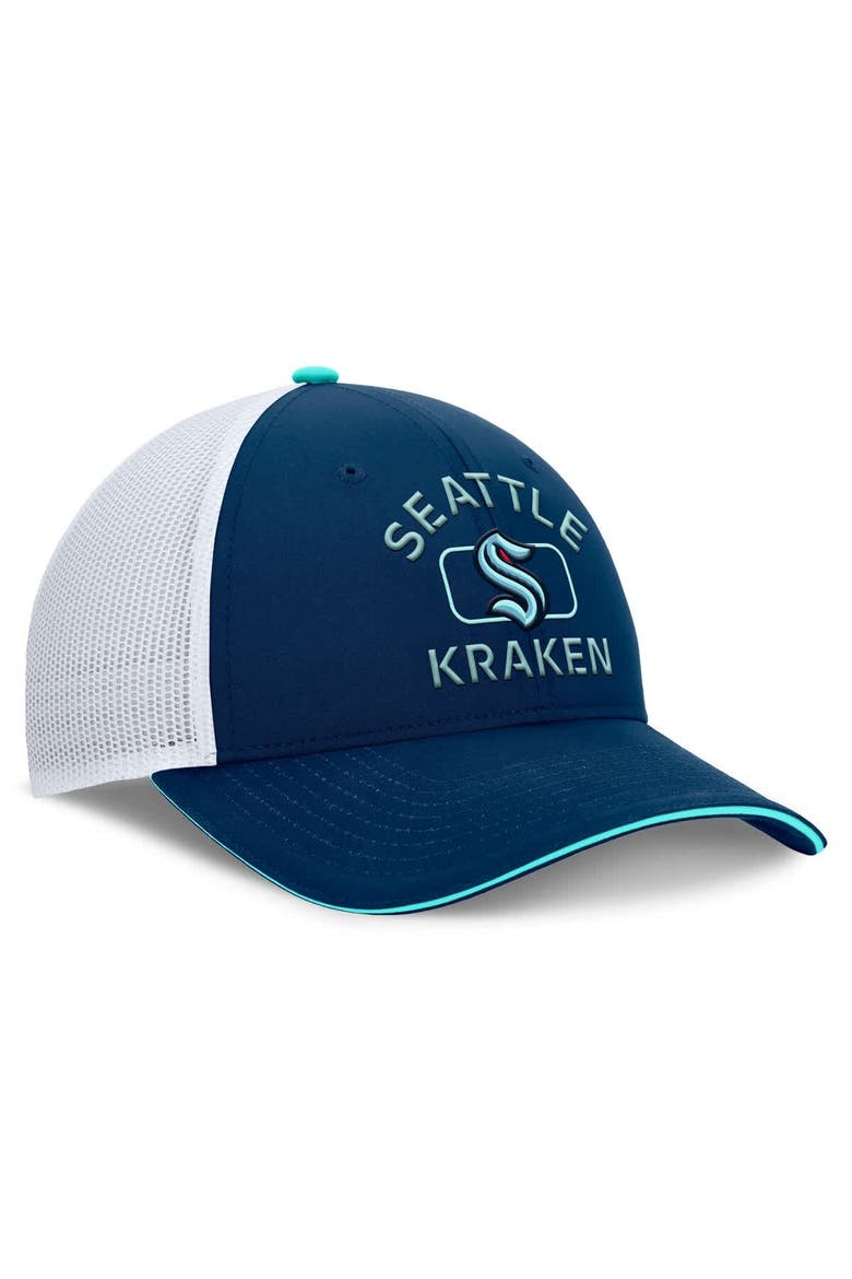 Men's Fanatics Deep Sea Blue/White Seattle Kraken Authentic Pro Rink Trucker Hat, Alternate, color, Navy